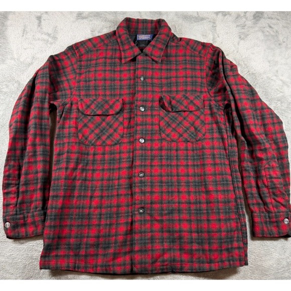 Pendleton Other - Vtg Pendleton Red Black Plaid Wool Shirt Jacket USA Mens‎ M Lumberjack